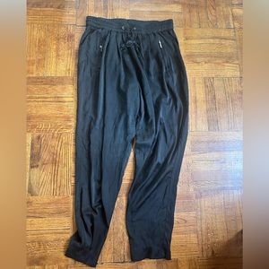 Satin joggers with zipper